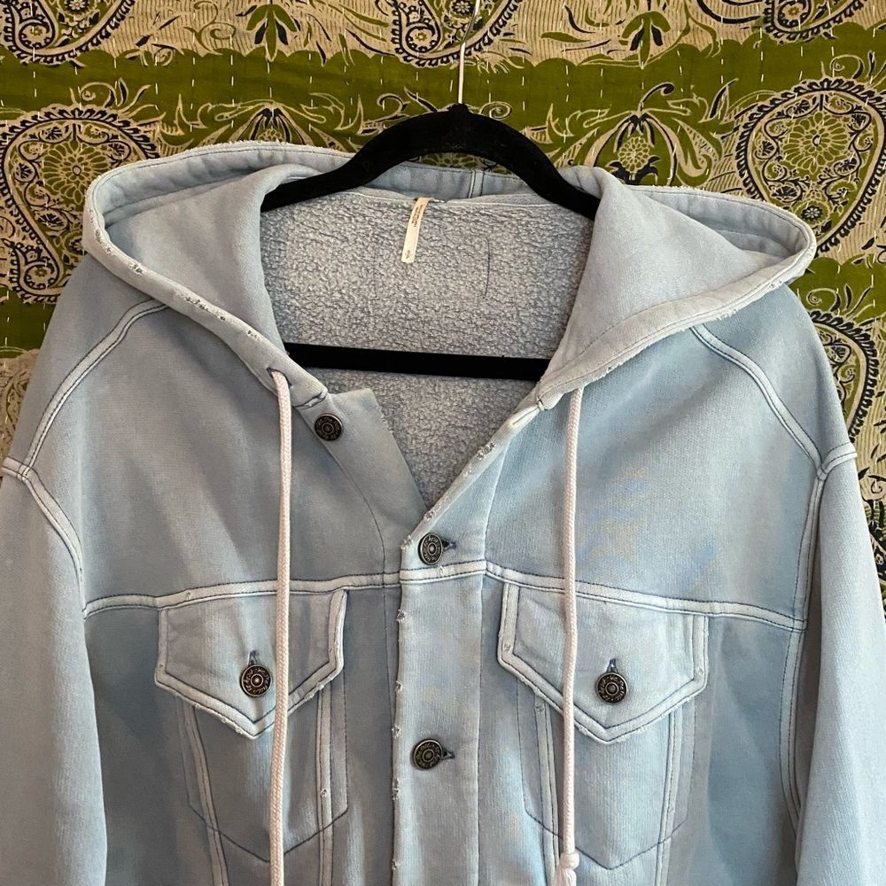 NWOT Free People Baby Blue Dreamers Cropped Jacket Size Small - Picture 3 of 14